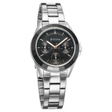 Titan Glamour Quartz Multifunction Black Dial Silver Stainless Steel Strap Watch For Women 95315km01