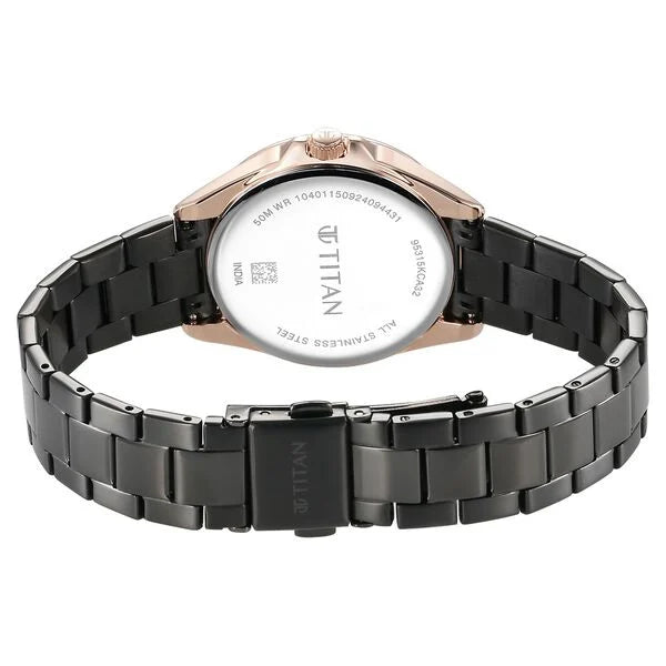 Titan Glamour Quartz Multifunction Grey Dial Grey Stainless Steel Strap Watch For Women 95315km02