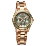 Titan Glamour Quartz Multifunction Green Dial Rose Gold Stainless Steel Strap Watch For Women 95315km03