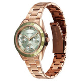Titan Glamour Quartz Multifunction Green Dial Rose Gold Stainless Steel Strap Watch For Women 95315km03