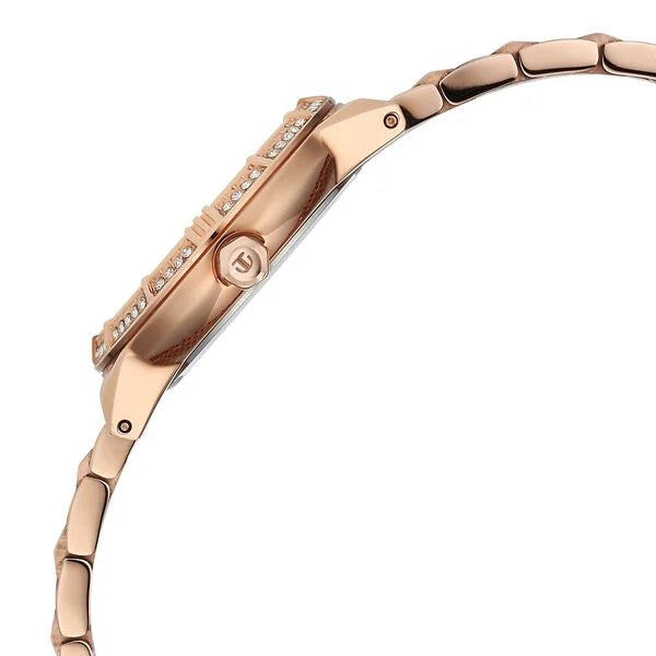 Titan Glamour Quartz Analog Mother Of Pearl Dial Rose Gold Stainless Steel Strap Watch For Women 95316wm01