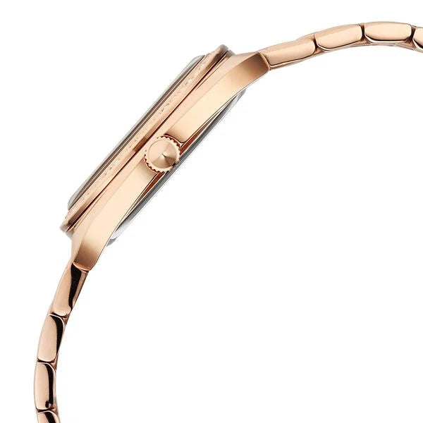 Titan Glamour Quartz Analog Blue Dial Rose Gold Stainless Steel Strap Watch For Women 95317wm01