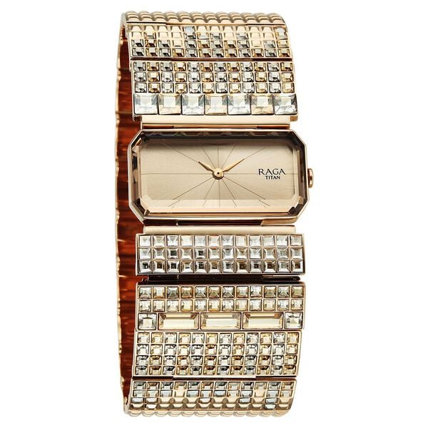 Titan Raga Cocktails Quartz Analog Rose Gold Dial Stainless Steel Strap Watch For Women 95318wm01