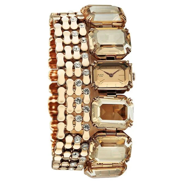 Titan Raga Cocktails Quartz Analog Rose Gold Dial Stainless Steel Strap Watch For Women 95319wm01