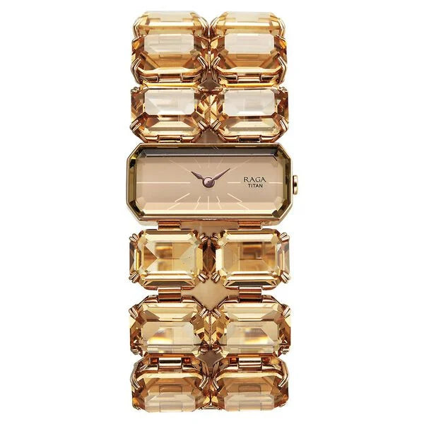 Titan Raga Cocktails Quartz Analog Rose Gold Dial Metal Strap Watch For Women 95320wm01