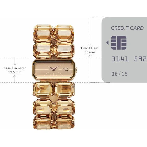 Titan Raga Cocktails Quartz Analog Rose Gold Dial Metal Strap Watch For Women 95320wm01
