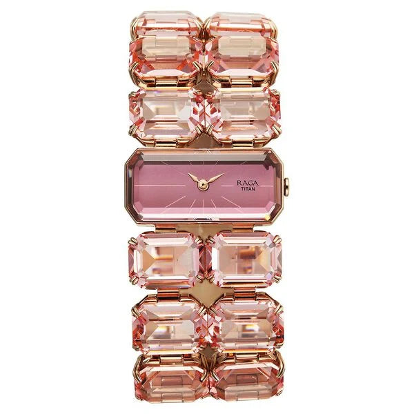 Titan Raga Cocktails Quartz Analog Brown Dial Stainless Steel Strap Watch For Women 95320wm02