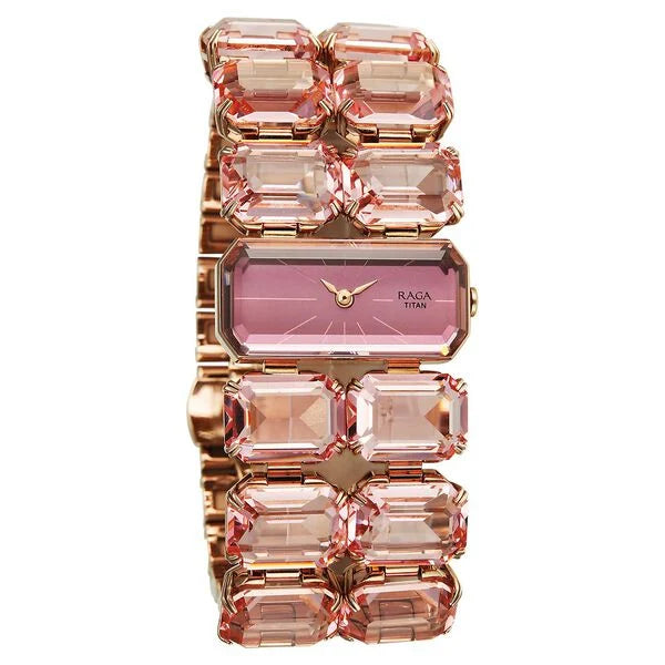 Titan Raga Cocktails Quartz Analog Brown Dial Stainless Steel Strap Watch For Women 95320wm02