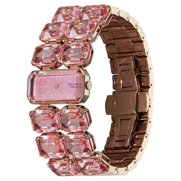 Titan Raga Cocktails Quartz Analog Brown Dial Stainless Steel Strap Watch For Women 95320wm02