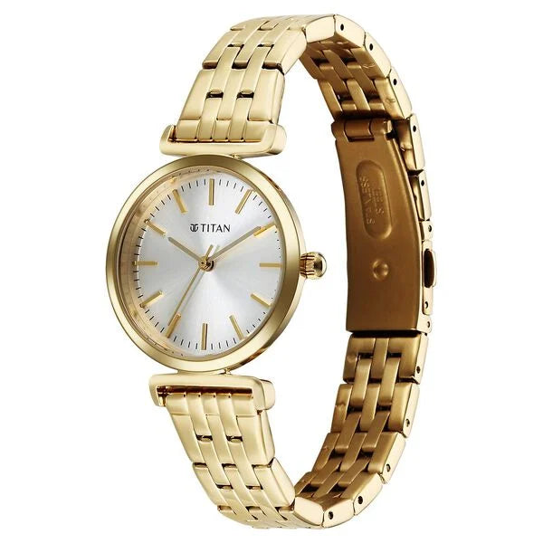 Titan Workmode Quartz Analog Silver Dial Stainless Steel Strap Watch For Women 95321ym01