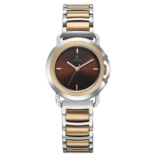Titan Workmode Quartz Analog Brown Dial Stainless Steel Strap Watch For Women 95324km01