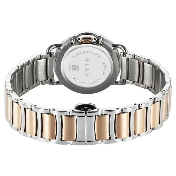 Titan Workmode Quartz Analog Brown Dial Stainless Steel Strap Watch For Women 95324km01