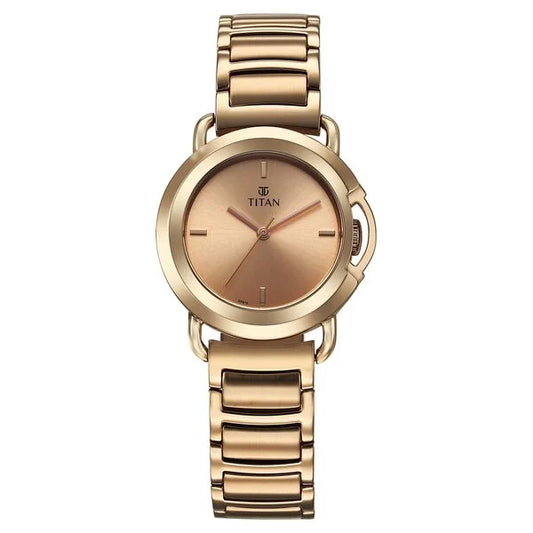 Titan Workmode Quartz Analog Rose Gold Dial Stainless Steel Strap Watch For Women 95324wm01