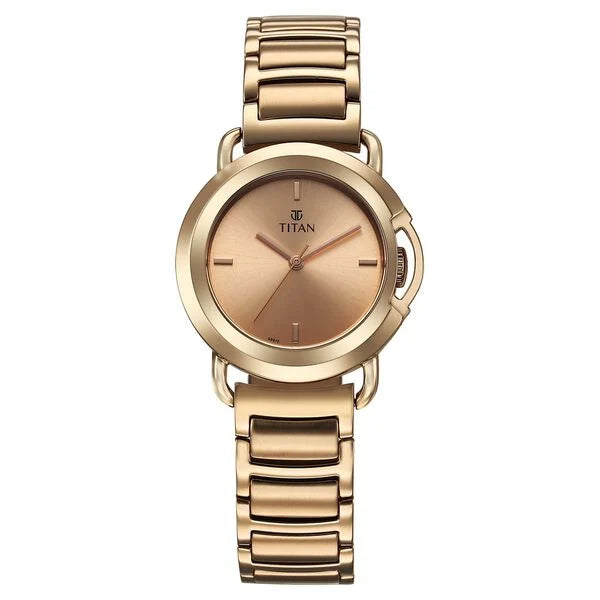 Titan Workmode Quartz Analog Rose Gold Dial Stainless Steel Strap Watch For Women - 95324WM01