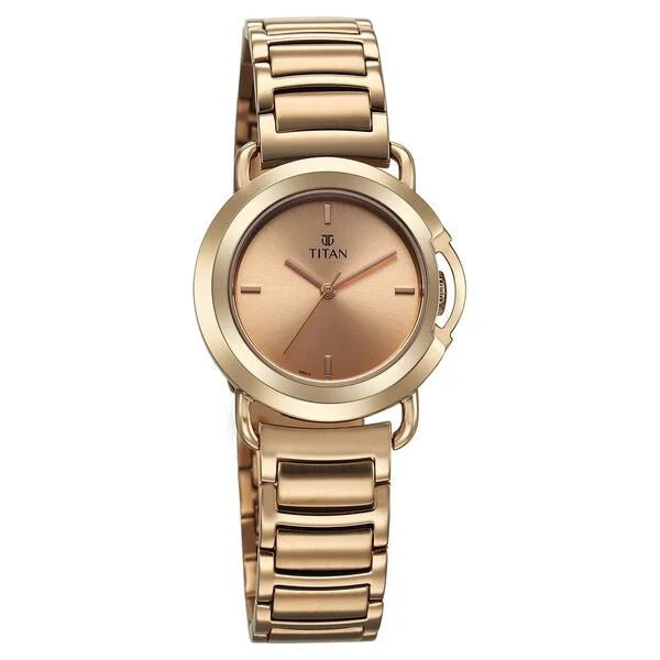 Titan Workmode Quartz Analog Rose Gold Dial Stainless Steel Strap Watch For Women - 95324WM01