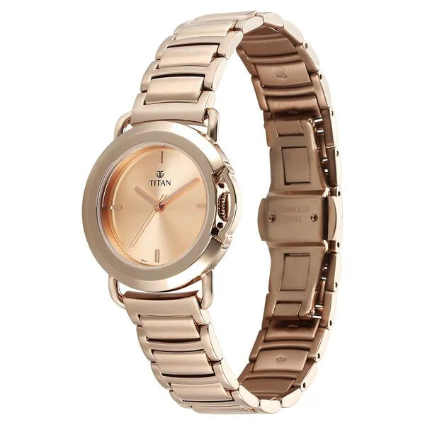 Titan Workmode Quartz Analog Rose Gold Dial Stainless Steel Strap Watch For Women 95324wm01