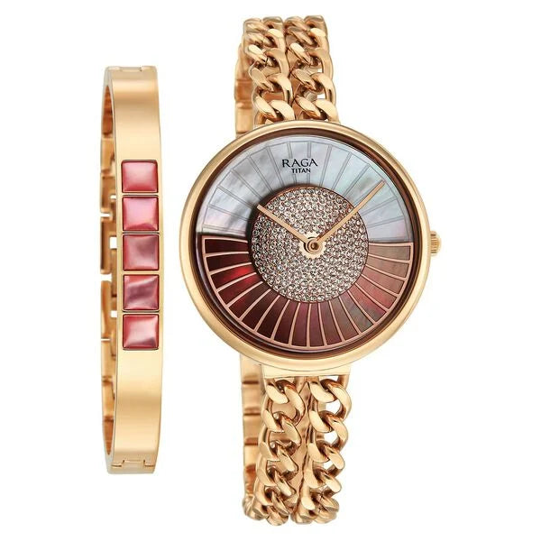 Titan Raga Glimmers Quartz Analog Watch For Women 95342wm01f