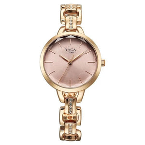 Titan Raga Showstopper Quartz Analog Rose Gold Dial Metal For Women - 95352WM01 - KRISHNA WATCH COMPANY