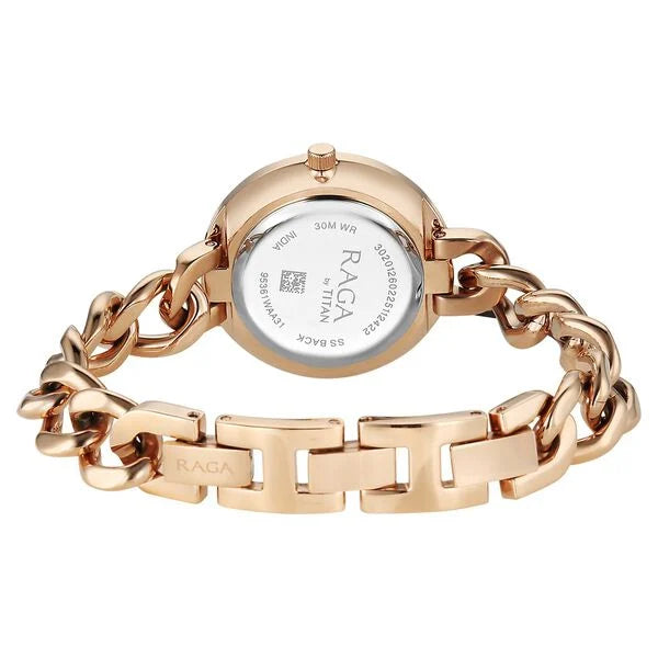 Titan Raga Showstopper Quartz Analog Silver Dial Metal Strap Watch For Women 95361wm01