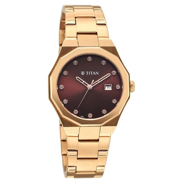 Titan Purple Time Deluxe Quartz Analog Watch For Women 95376wm01