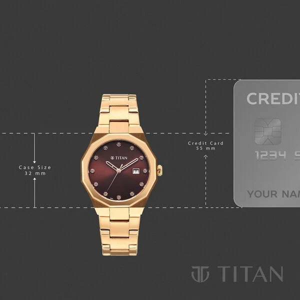 Titan Purple Time Deluxe Quartz Analog Watch For Women 95376wm01