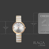 Titan Raga Spotlight Quartz Analog Silver Dial Two Toned Metal Strap Watch For Women 95427km01