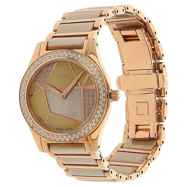Xylys Shimmer Swiss Analog Steel & Ceramic Mother of Pearl White Dial Watch for Women 9766wd02m