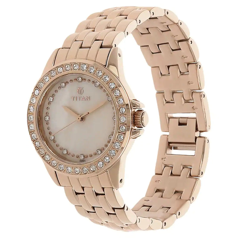 Titan Champagne Dial Stainless Steel Strap Watch NP9798WM01 - KRISHNA WATCH COMPANY