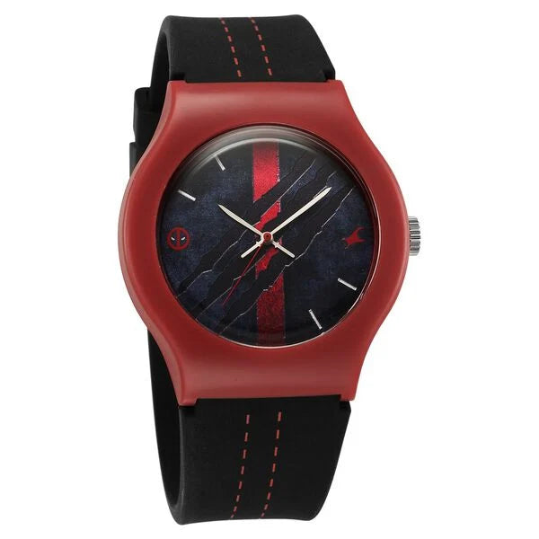 Fastrack Deadpool Wolverine Quartz Analog Dial With Black Silicone Strap Watch For Unisex 9915pp105