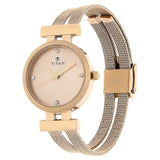 Titan Rose Gold Dial Stainless Steel Strap Watch 9942WM01