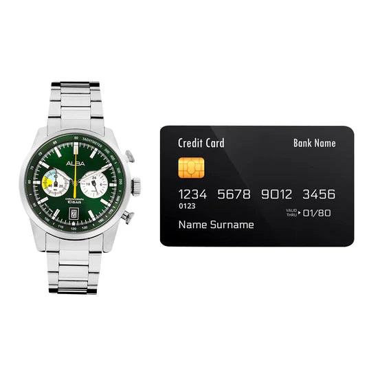 ALBA - Forest Green + White Dial Chronograph Watch A4B007X1