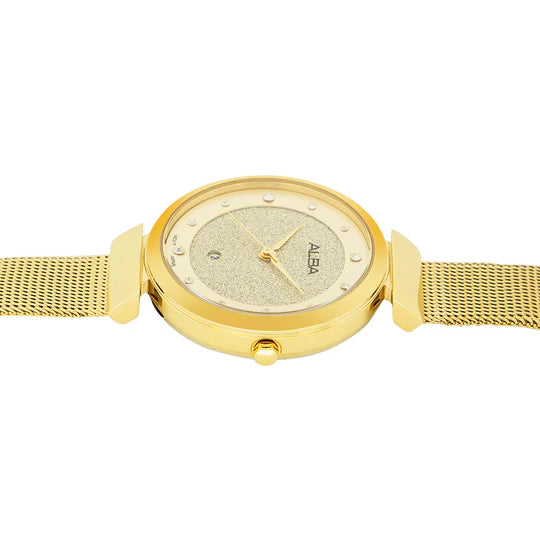 ALBA Silver Shimmer Dial With Gold Straps Ladies Watch AH7CA2X1