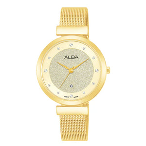 ALBA Silver Shimmer Dial With Gold Straps Ladies Watch AH7CA2X1 - KRISHNA WATCH COMPANY
