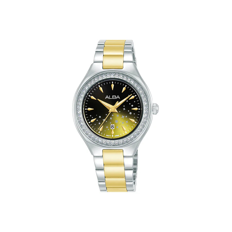 Alba Celestia Black-Gold Dial Watch AH7ET7X1 - KRISHNA WATCH COMPANY