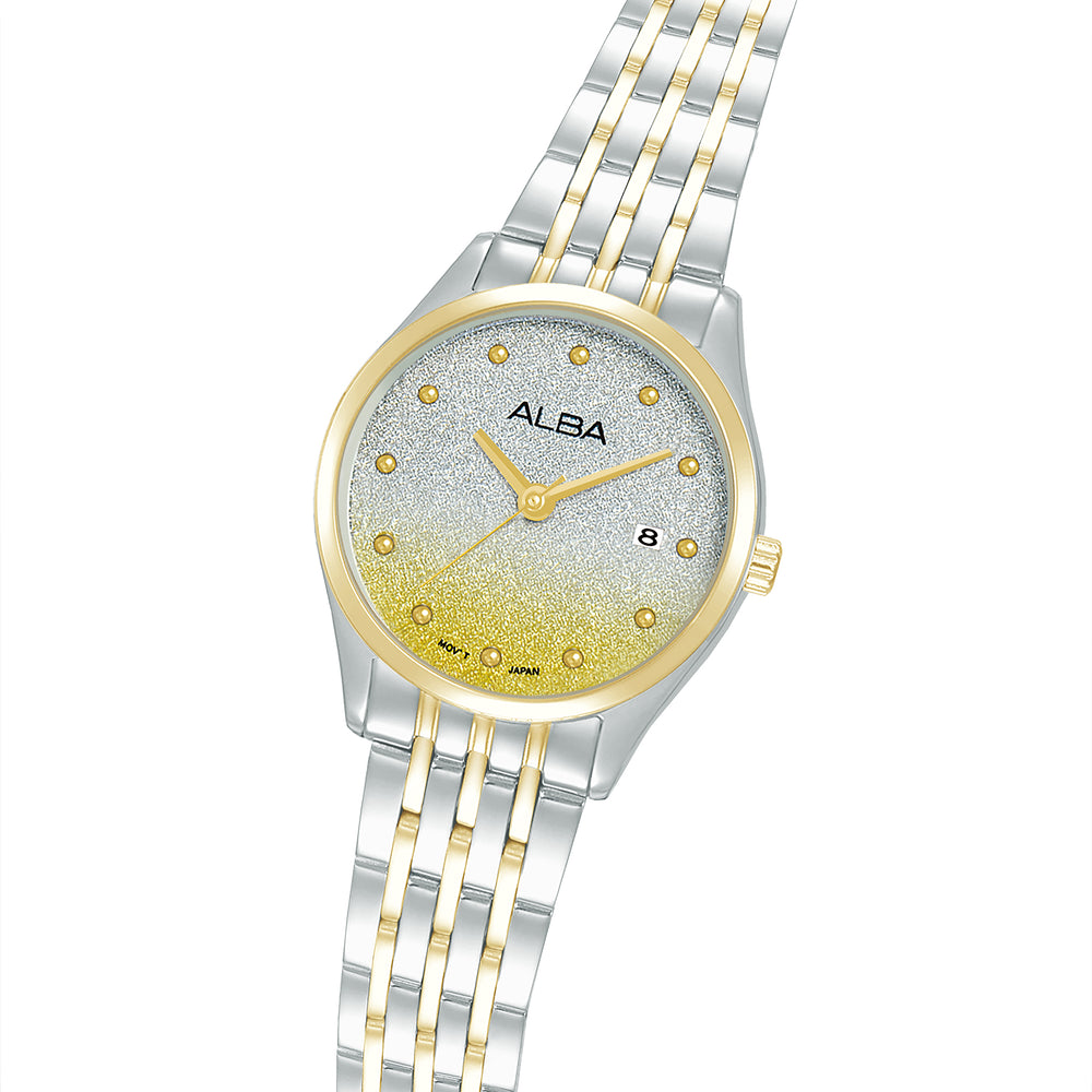 Alba Women Silver & Gold Gradient Shimmer Dial Watch AH7EY6X1 - KRISHNA WATCH COMPANY