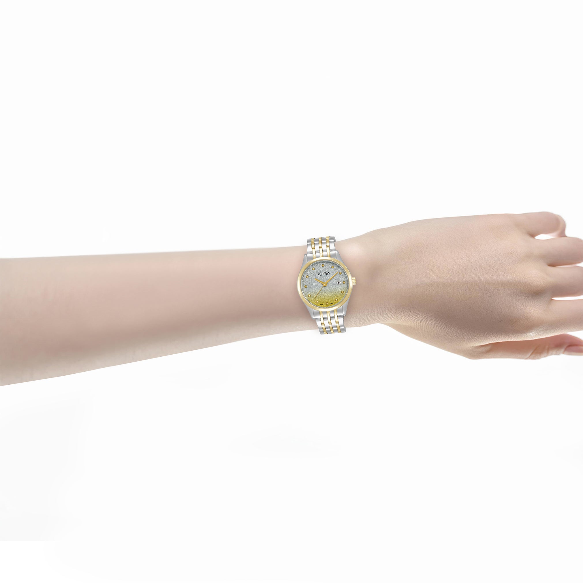 Alba Women Silver & Gold Gradient Shimmer Dial Watch AH7EY6X1 - KRISHNA WATCH COMPANY
