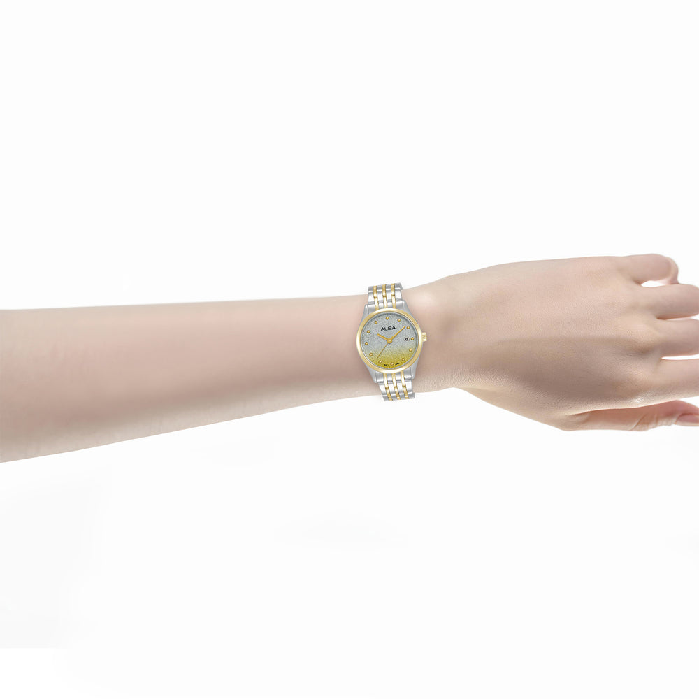 Alba Women Silver & Gold Gradient Shimmer Dial Watch AH7EY6X1 - KRISHNA WATCH COMPANY