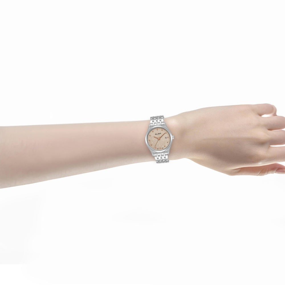 Alba Women Sparkling Champagne Shimmer Dial Watch AH7EY9X1 - KRISHNA WATCH COMPANY