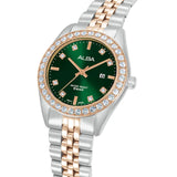 Alba Crystal Bezel With Green Dial Women's Quartz Watch AH7FD6X1