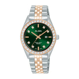 Alba Crystal Bezel With Green Dial Women's Quartz Watch AH7FD6X1