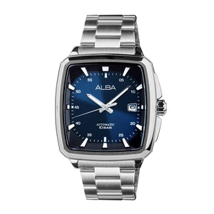 ALBA Unique Rectangular Blue & Black Radiation Dial Automatic Watch AU4039X1 - KRISHNA WATCH COMPANY