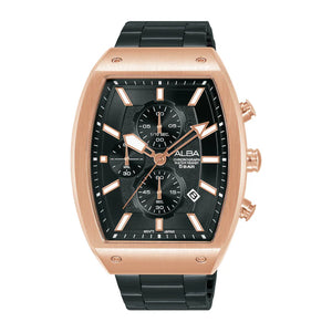 ALBA Black & Gold Rectangular Dial Chronograph Watch AM3992X1 - KRISHNA WATCH COMPANY