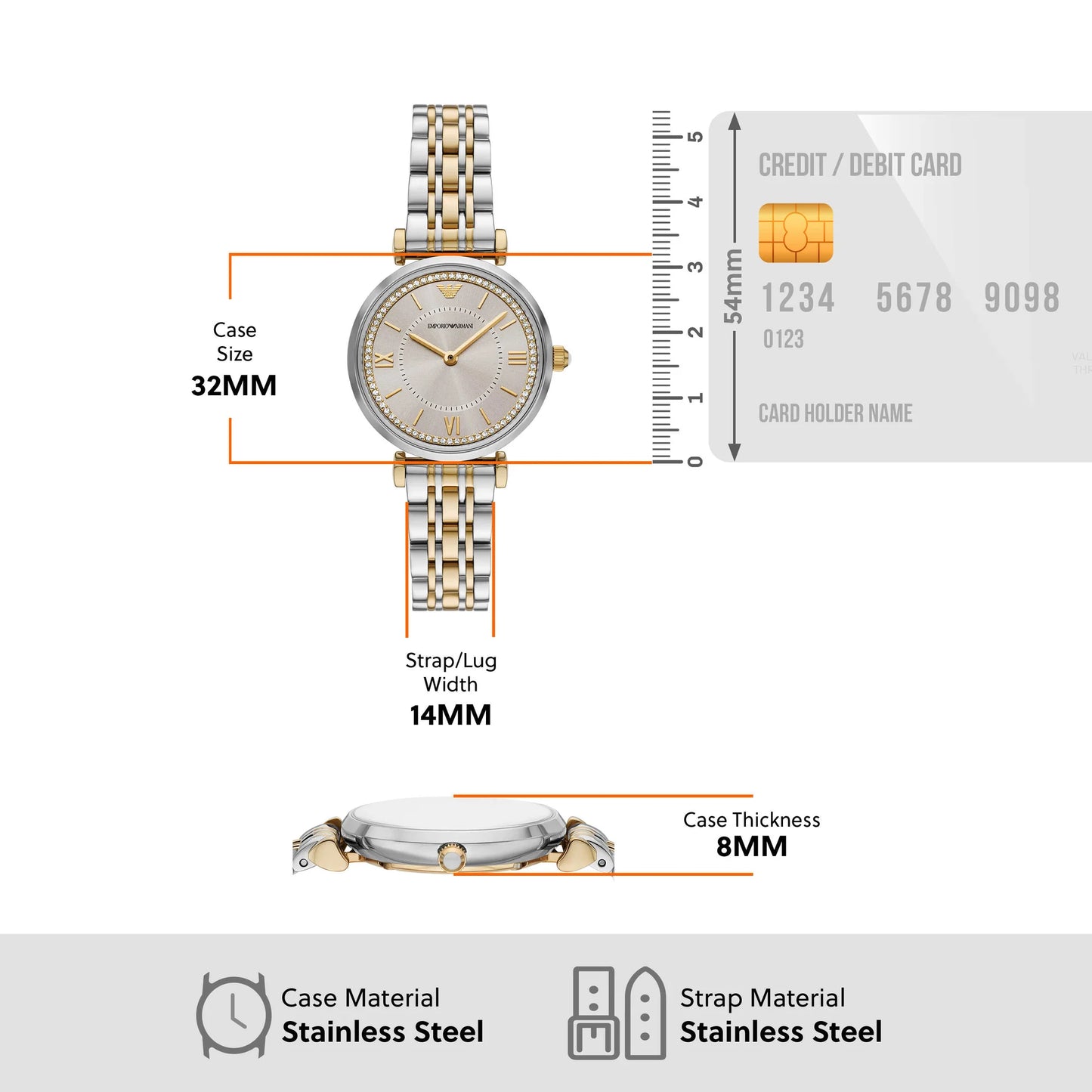 Emporio Armani Two-Tone Stainless Steel Brown Dial Watch AR11702