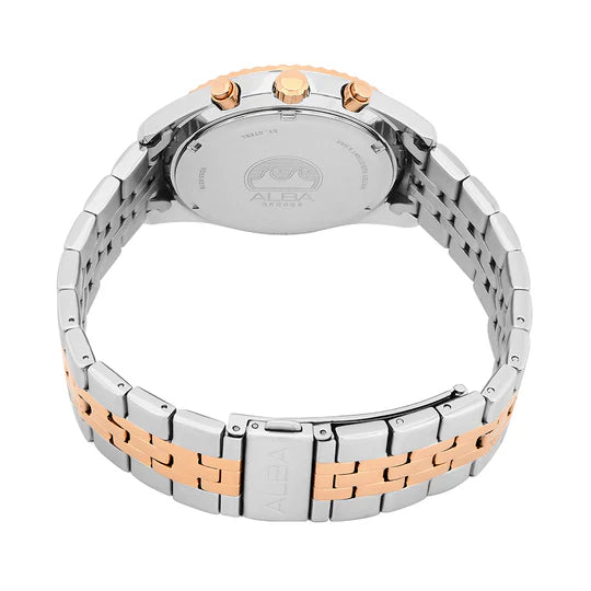 ALBA Black-Gold Dial Chronograph Watch-AT3H12X1
