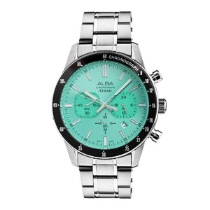 ALBA Contemporary Mint Green Dial Chronograph Watch - AT3J83X1 - KRISHNA WATCH COMPANY