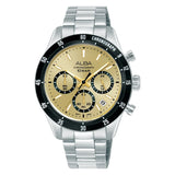 ALBA Champagne Gold Sunray Dial With Black Tachymeter Bezel Chronograph Watch AT3L21X1