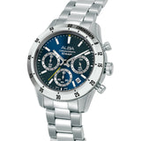 ALBA Blue Sunray Dial With Silver Tachymeter Bezel Chronograph Watch AT3L25X1