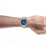 ALBA Blue Sunray Dial With Silver Tachymeter Bezel Chronograph Watch AT3L25X1