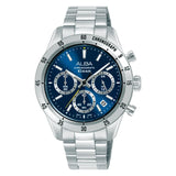 ALBA Blue Sunray Dial With Silver Tachymeter Bezel Chronograph Watch AT3L25X1