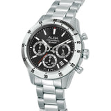 ALBA Black Dial With Silver Tachymeter Bezel Chronograph Watch AT3L27X1
